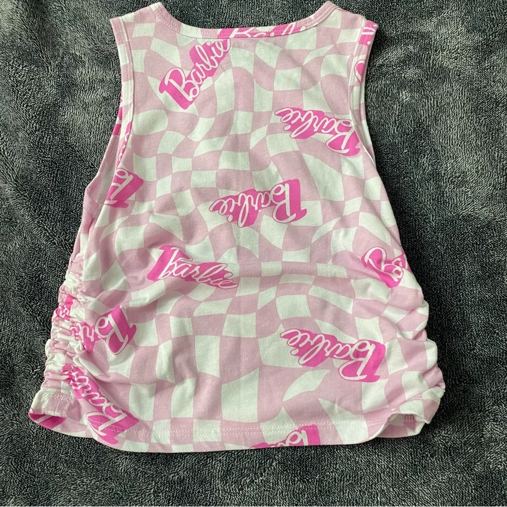 Old Navy Pink Checkered Barbie Kids Tank Top - Picture 2 of 5